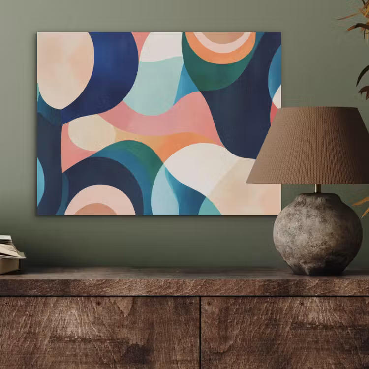 Abstract - Blauw - Roze PET vilt klein -sfeer2