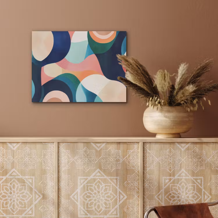 Abstract - Blauw - Roze PET vilt klein -sfeer4