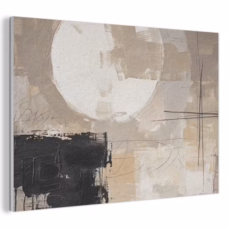 Abstract - Cirkel - Modern - Beige - Zwart - Minimalistisch PET vilt klein -3d