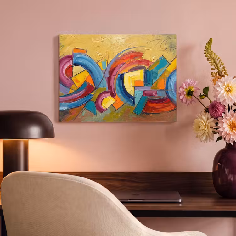 Abstract - Cirkels - Schilderij - Kleurrijk - Dynamisch PET vilt klein -sfeer3
