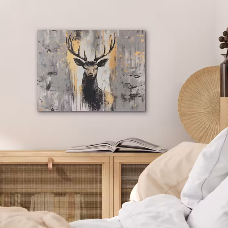 Abstract - Hert - Gewei - Goud PET vilt klein -sfeer3