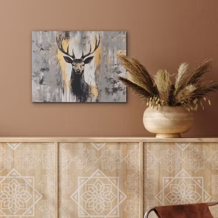 Abstract - Hert - Gewei - Goud PET vilt klein -sfeer4