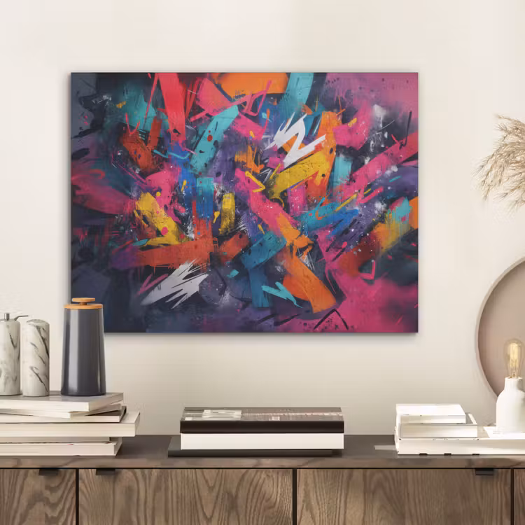 Abstract - Explosie - Neonkleuren PET vilt klein -sfeer1