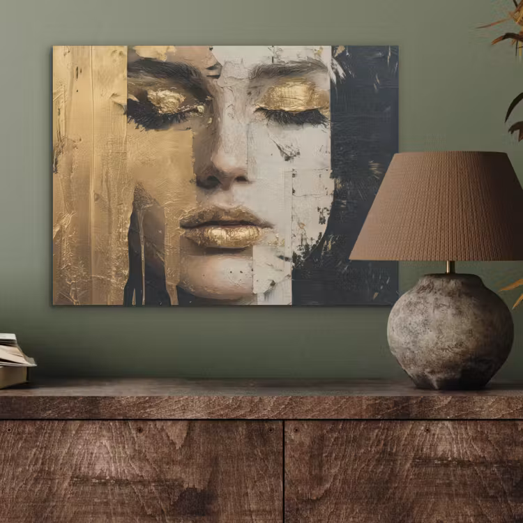 Abstract - Goud - Gezicht - Lippen PET vilt klein -sfeer2