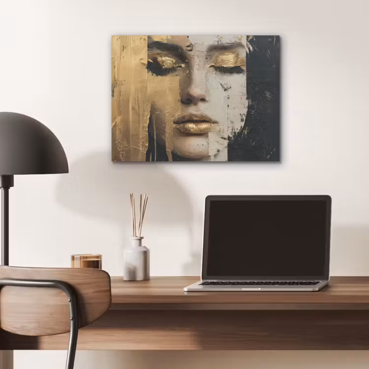 Abstract - Goud - Gezicht - Lippen PET vilt klein -sfeer5