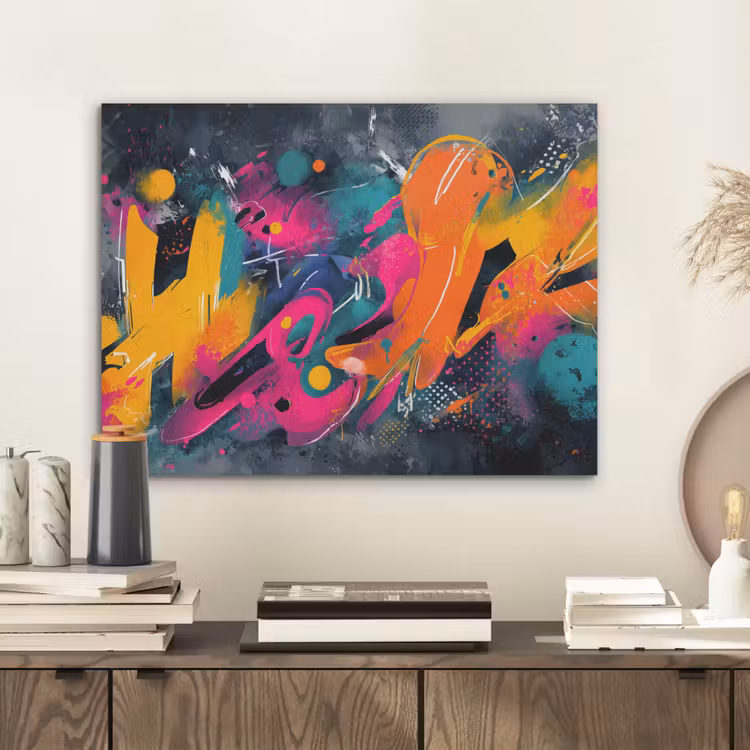 Abstract - Graffiti - Kleurrijk - Verfspatten PET vilt klein -sfeer1