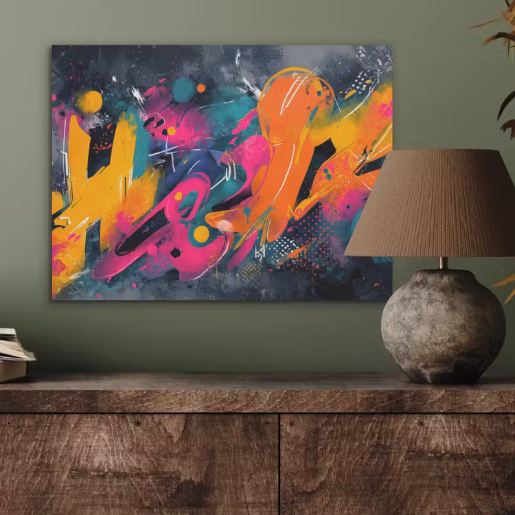 Abstract - Graffiti - Kleurrijk - Verfspatten PET vilt klein -sfeer2