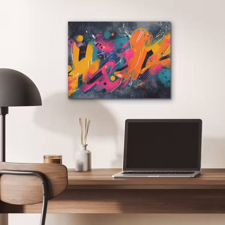 Abstract - Graffiti - Kleurrijk - Verfspatten PET vilt klein -sfeer5