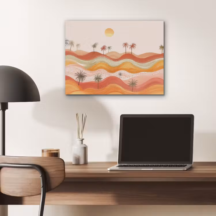 Abstract landschap - Palmbomen - Kleurrijk PET vilt klein -sfeer5