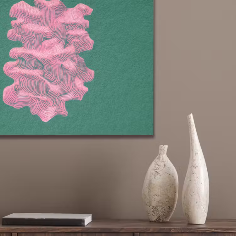 Abstract - Pink - Lijnen - Groen PET vilt klein -sfeer6_closeup
