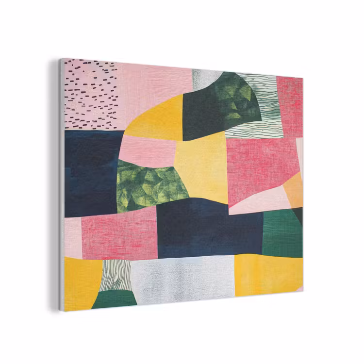 Abstract - Roze - Lappen - Vormen - Geel PET vilt klein -3d