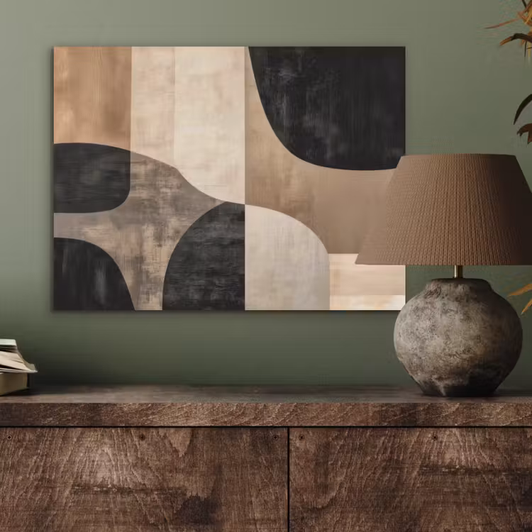 Abstract - Vlakken - Zwart - Rond PET vilt klein -sfeer2