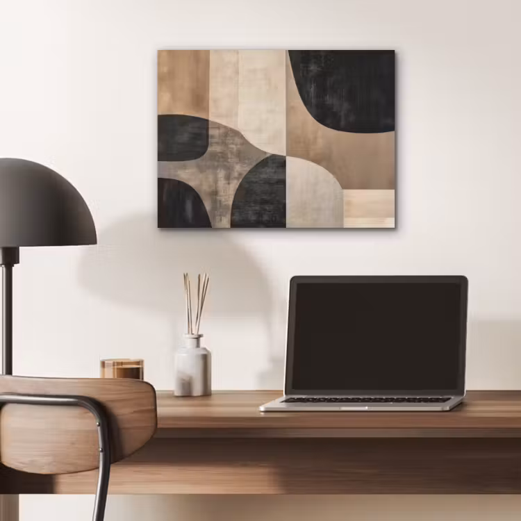 Abstract - Vlakken - Zwart - Rond PET vilt klein -sfeer5
