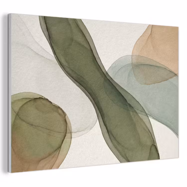 Abstract - Vormen - Modern - Kunst - Groen - Bruin PET vilt klein -3d