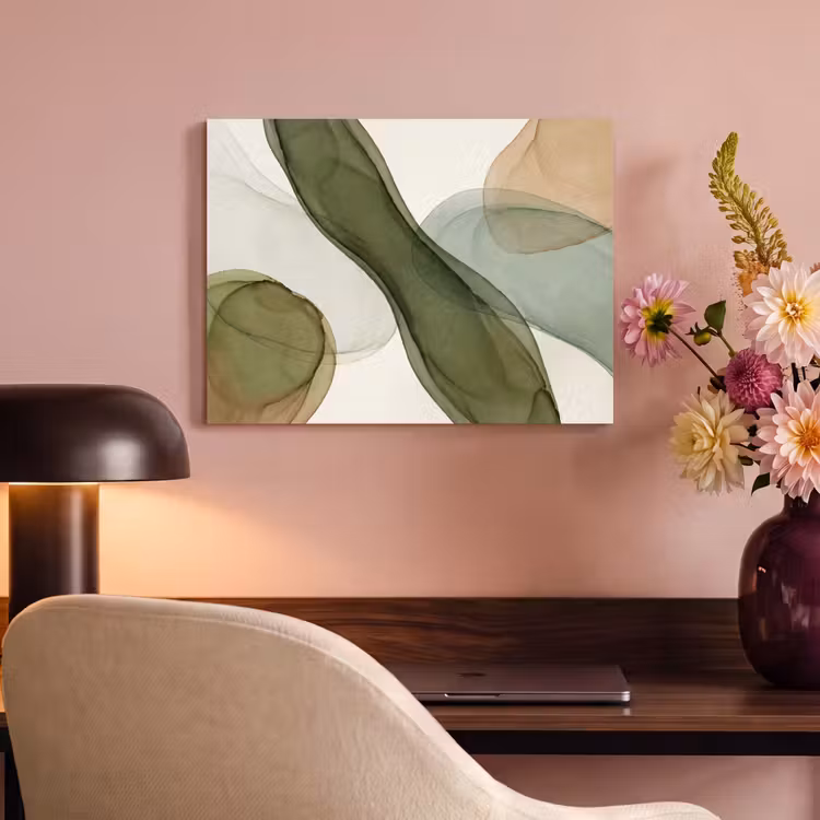 Abstract - Vormen - Modern - Kunst - Groen - Bruin PET vilt klein -sfeer3