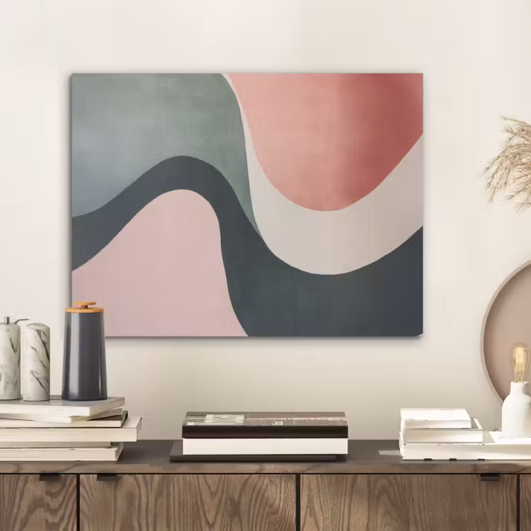Abstract - Golven - Sierlijk - Roze PET vilt klein -sfeer1