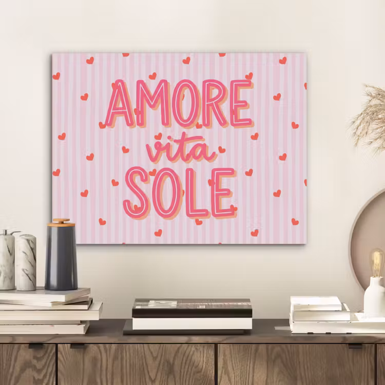Amore vita sole - Roze - Hartjes PET vilt klein -sfeer1