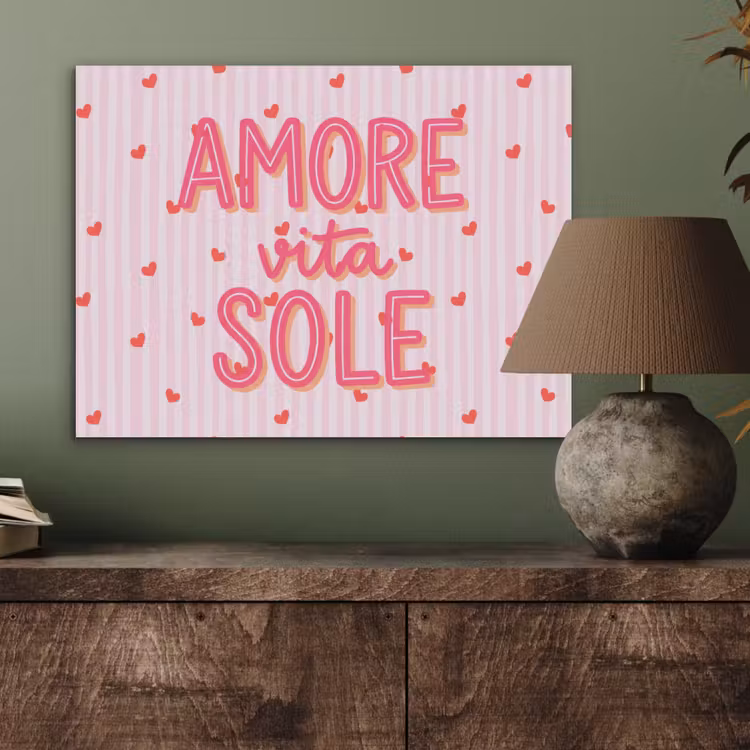 Amore vita sole - Roze - Hartjes PET vilt klein -sfeer2