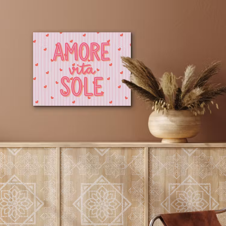 Amore vita sole - Roze - Hartjes PET vilt klein -sfeer4