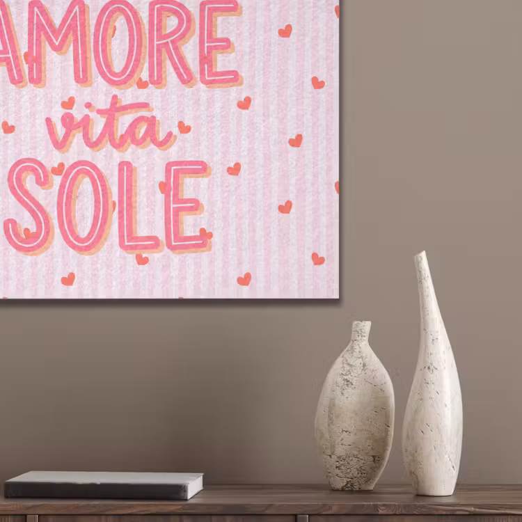 Amore vita sole - Roze - Hartjes PET vilt klein -sfeer6_closeup