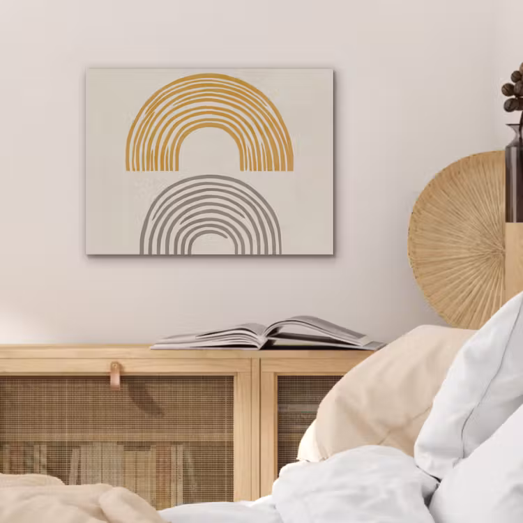 Bogen - Lijnen - Oranje - Minimalistisch PET vilt klein -sfeer3