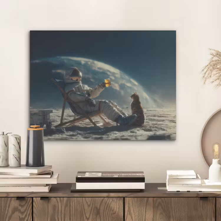 Astronaut - Kat - Glas - Stoel PET vilt klein -sfeer1