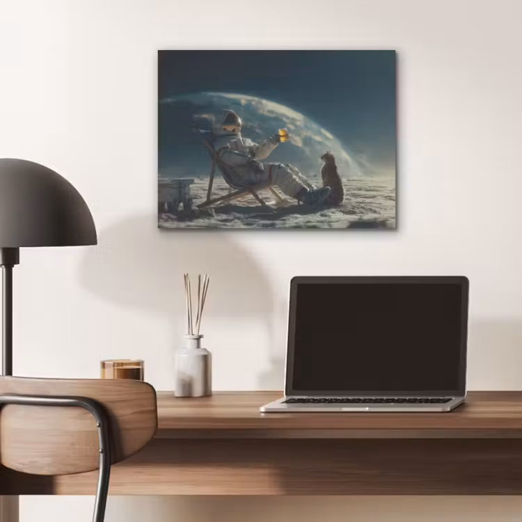 Astronaut - Kat - Glas - Stoel PET vilt klein -sfeer5