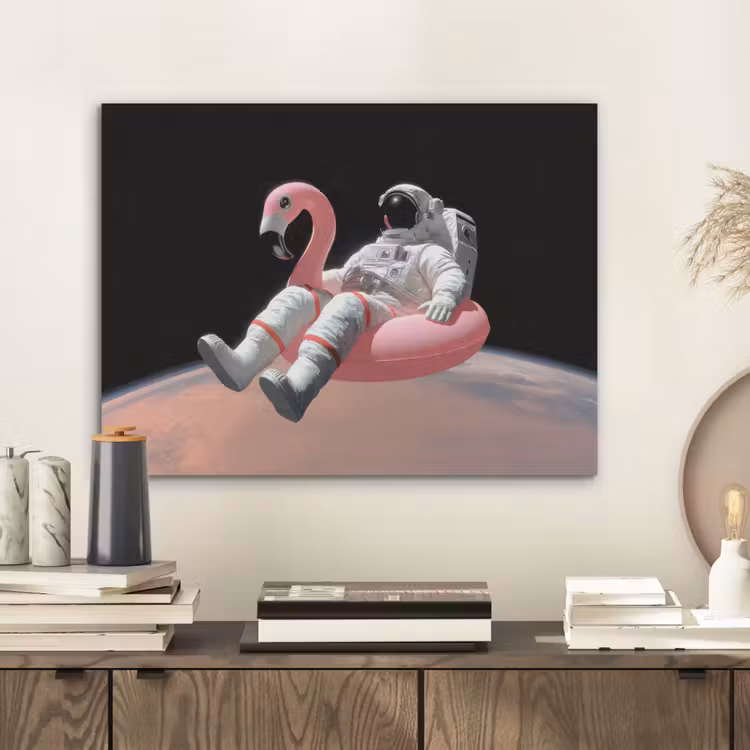 Astronaut - Flamingo - Zwemband - Roze PET vilt klein -sfeer1