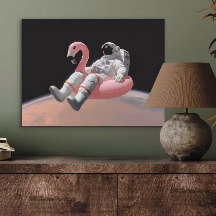 Astronaut - Flamingo - Zwemband - Roze PET vilt klein -sfeer2