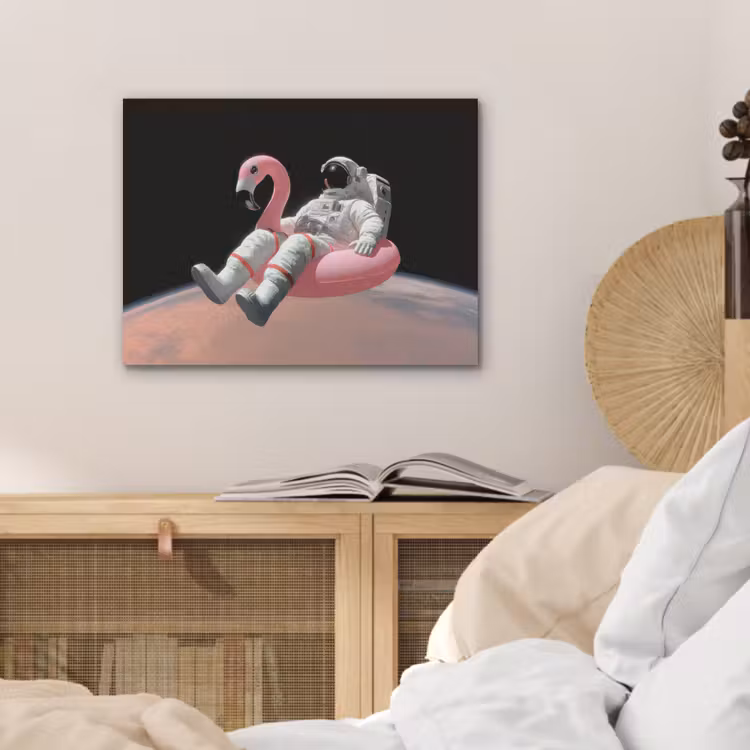 Astronaut - Flamingo - Zwemband - Roze PET vilt klein -sfeer3