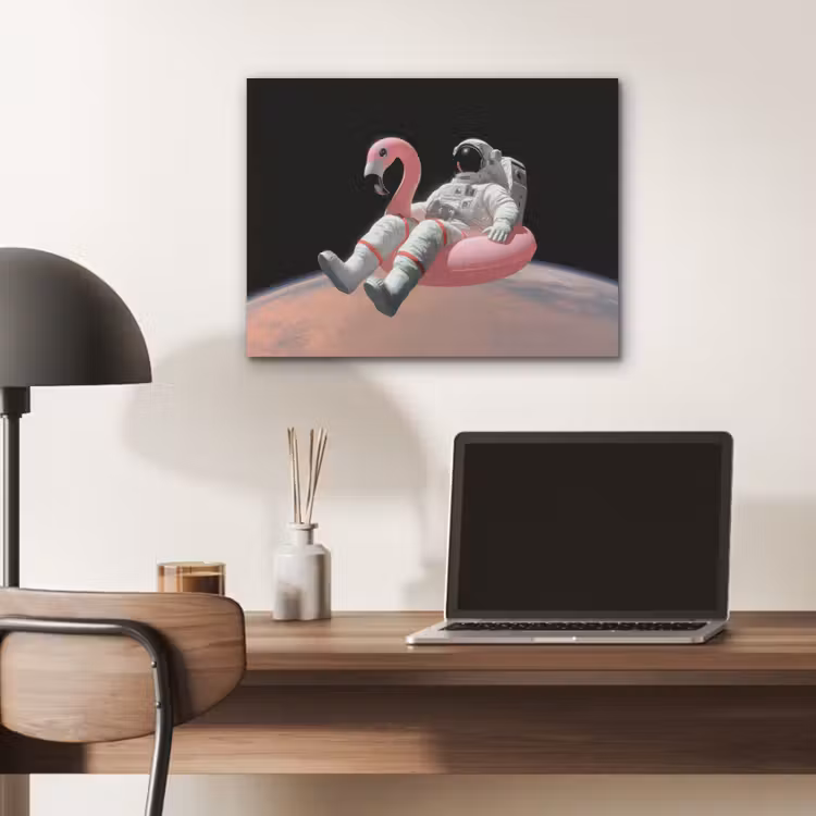 Astronaut - Flamingo - Zwemband - Roze PET vilt klein -sfeer5