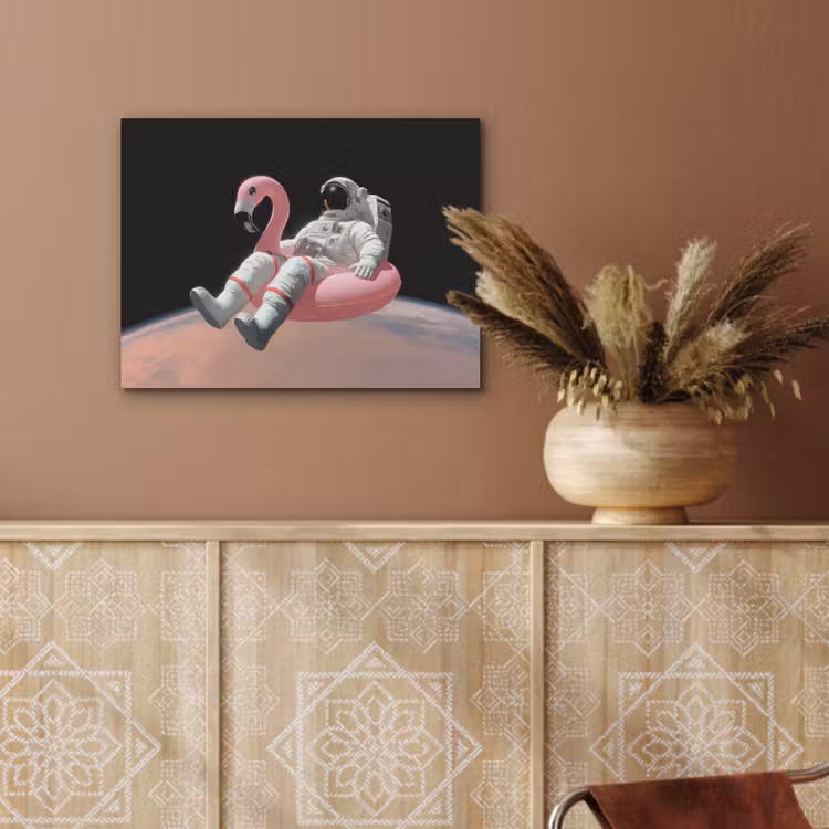 Astronaut - Flamingo - Zwemband - Roze PET vilt klein -sfeer4