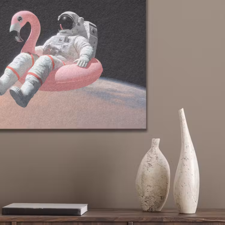 Astronaut - Flamingo - Zwemband - Roze PET vilt klein -sfeer6_closeup