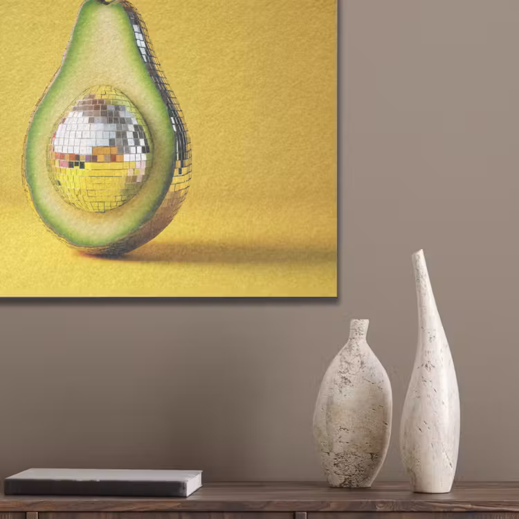 Avocado - Discobal - Geel - Glitter PET vilt klein -sfeer6_closeup