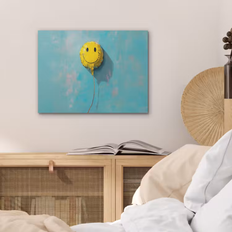 Ballon - Geel - Smiley PET vilt klein -sfeer3
