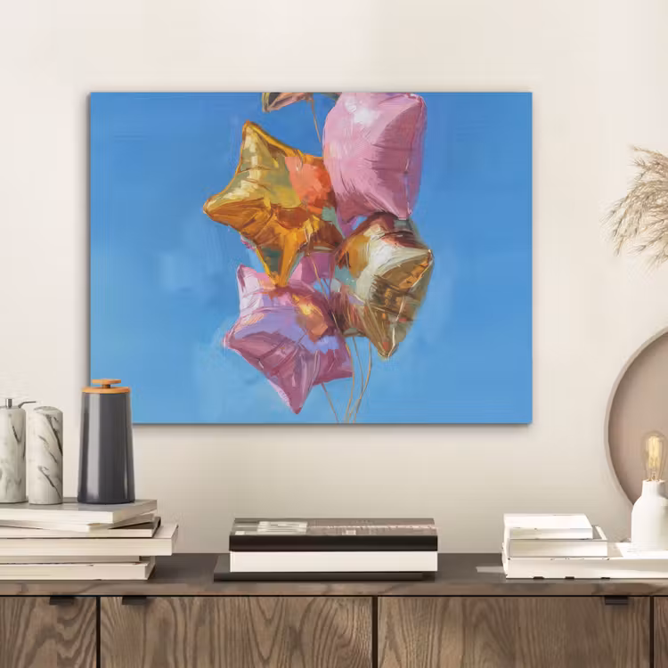 Ballonnen - Goud - Stervorm - Roze PET vilt klein -sfeer1
