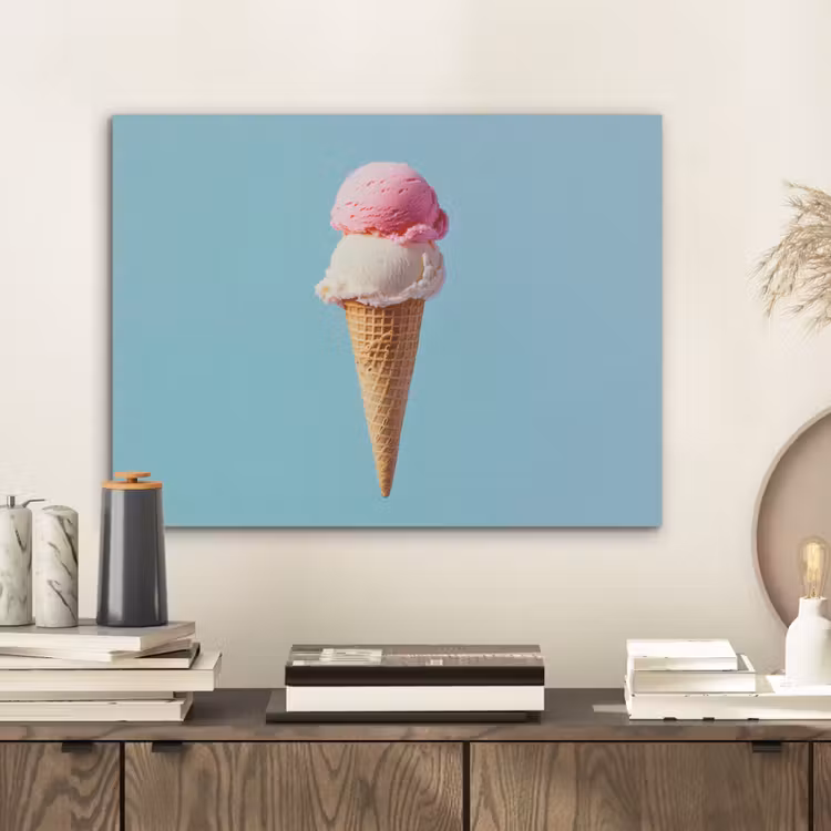 Bolletjes - Schepijs - Hoorntje - Blauw PET vilt klein -sfeer1