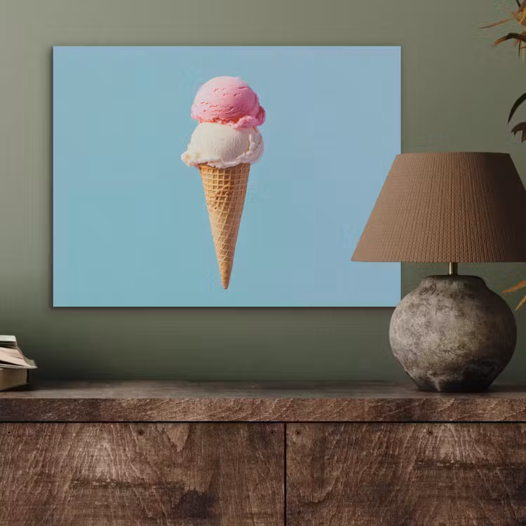 Bolletjes - Schepijs - Hoorntje - Blauw PET vilt klein -sfeer2
