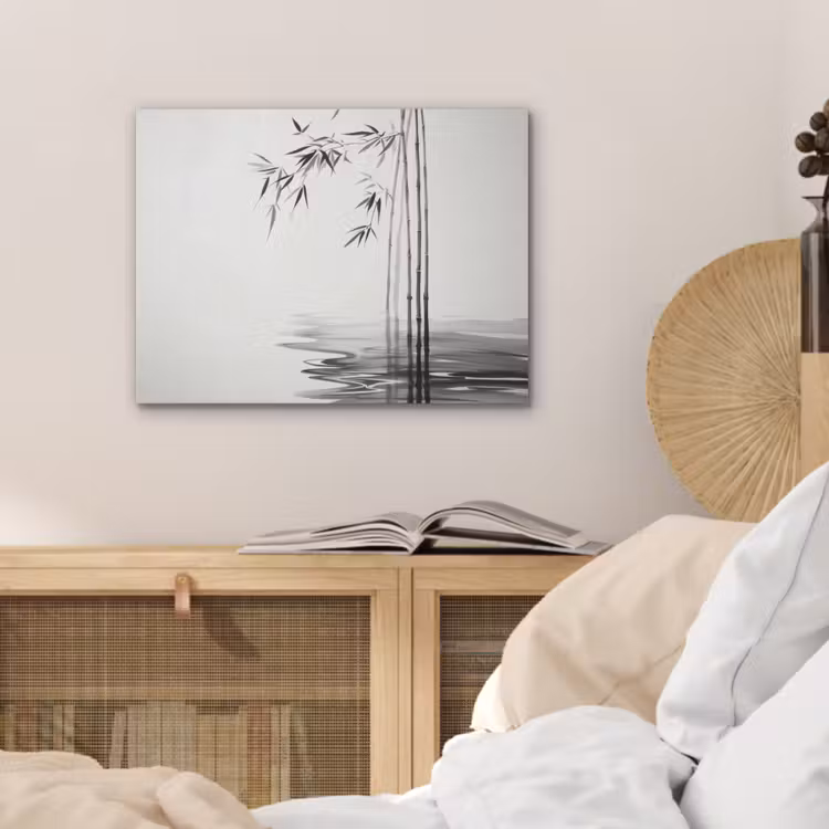 Bamboestammen - Water - Minimalistisch - Wit PET vilt klein -sfeer3