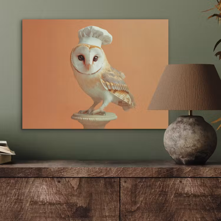 Kerkuil - Koksmuts - Oranje - Vogel PET vilt klein -sfeer2