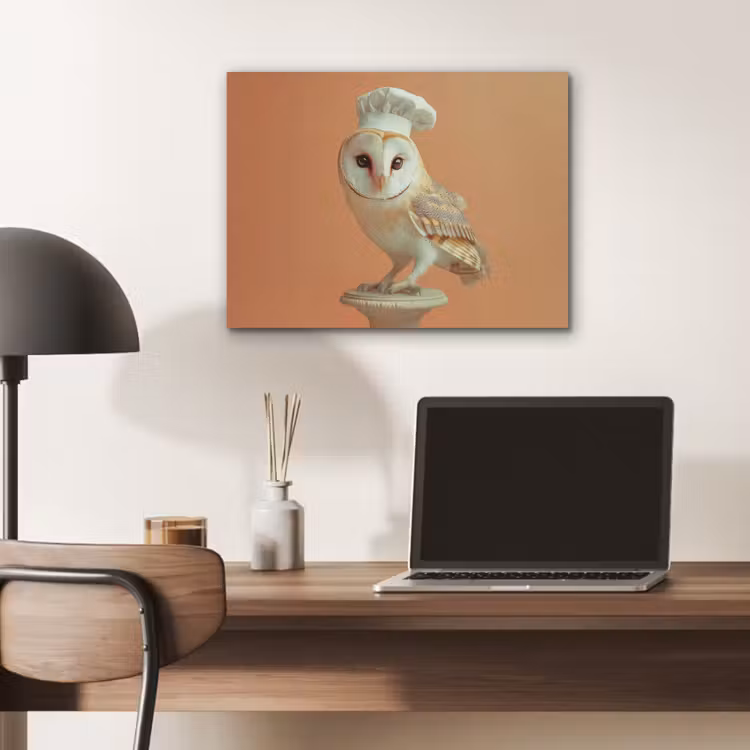 Kerkuil - Koksmuts - Oranje - Vogel PET vilt klein -sfeer5