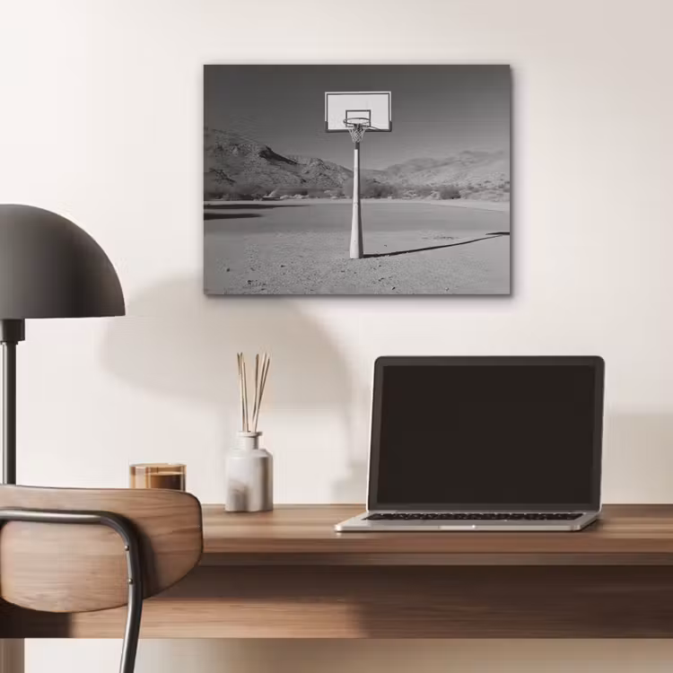 Basketbalpaal - Landschap - Zand - Wit PET vilt klein -sfeer5