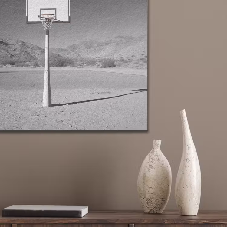 Basketbalpaal - Landschap - Zand - Wit PET vilt klein -sfeer6_closeup
