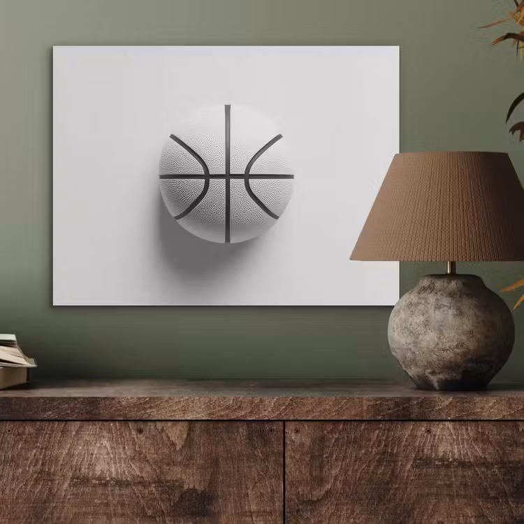 Basketbal - Wit - Schaduw - Lijnen PET vilt klein -sfeer2