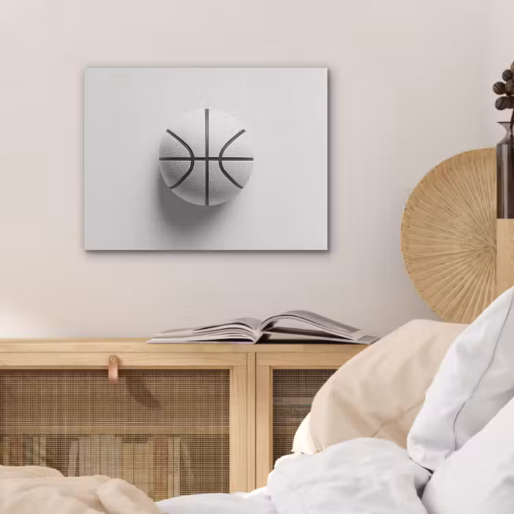 Basketbal - Wit - Schaduw - Lijnen PET vilt klein -sfeer3