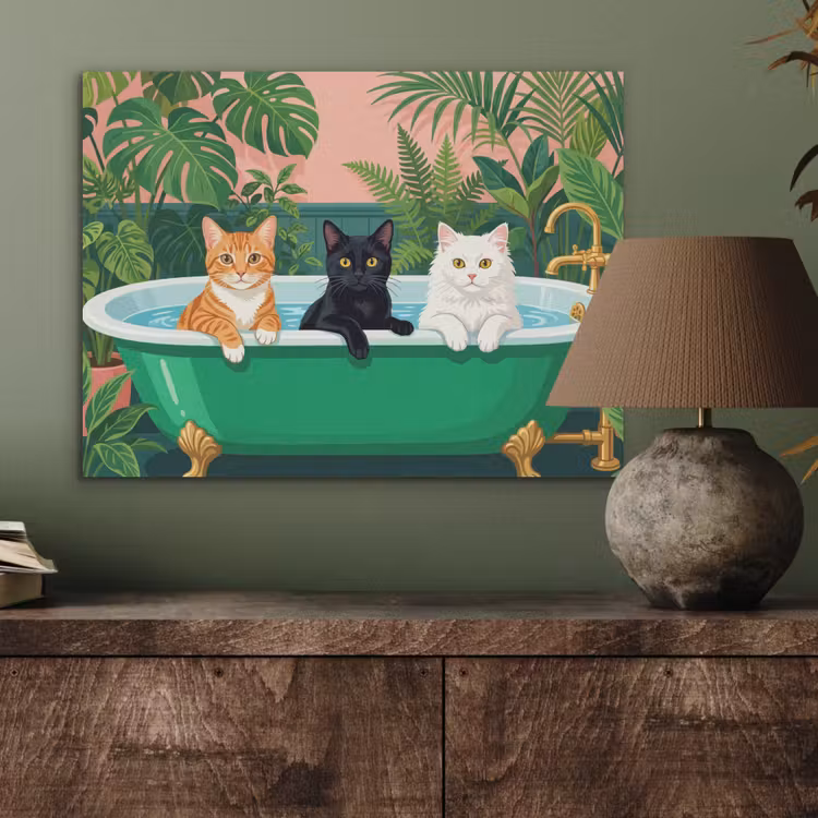 Badkamer - Kattenparade - Kleurrijk PET vilt klein -sfeer2