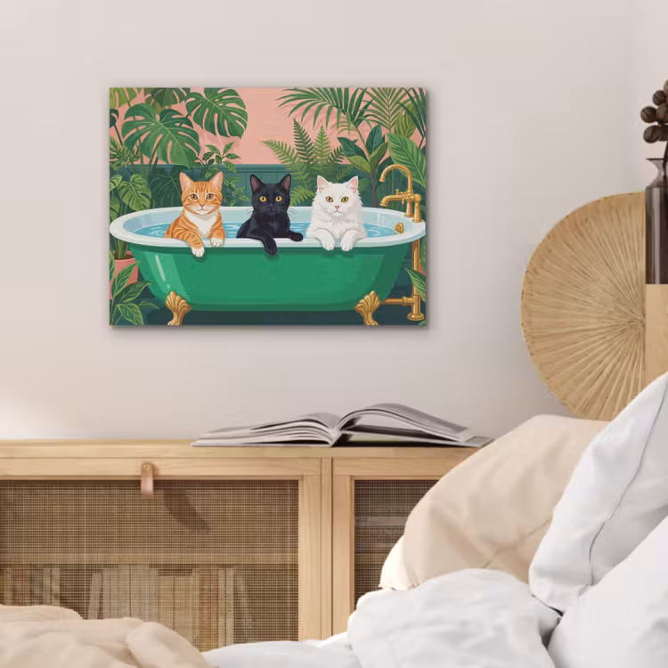 Badkamer - Kattenparade - Kleurrijk PET vilt klein -sfeer3