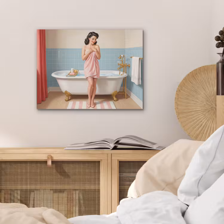 Badkamer - Vrouw - Roze PET vilt klein -sfeer3