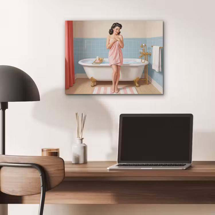Badkamer - Vrouw - Roze PET vilt klein -sfeer5