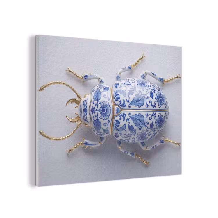 Kever - Delfts - Blauw - Goud PET vilt klein -3d
